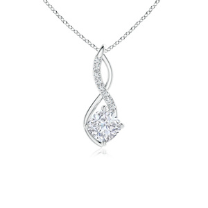 Colgante de Diamante Cultivado en Laboratorio con Corte Cojín Certificado IGI, Diseño Retorcido con Detalles de Diamantes, Oro 10K/14K/18K, Plata 925/935, Regalo para Fiestas - Product Image 3