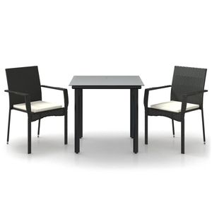 Set da Pranzo Modulare da Giardino in Polyrattan Nero per 2 Persone, Arredamento da Esterno dal Design Contemporaneo con Struttura in Metallo - Product Image 2