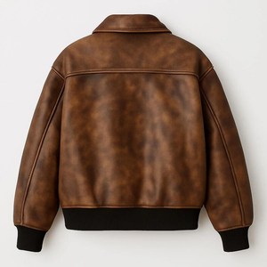 90s Vintage Distressed Grunge <b>Leather</b> Bomber <b>Jacket</b> for <b>Men</b> <b>Brown</b> <b>Leather</b> <b>Jacket</b> Streetwear Coat - Product Image 3