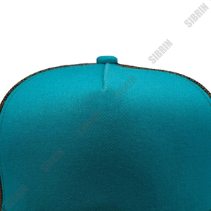 SIBRIN Custom 5 Panel Trucker Cap Teal Brown Mesh Adjustable Breathable <b>Flat</b> Brim <b>Hat</b> Motorsport Skateboarding Outdoor - Product Image 4
