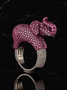 Custom <b>Elephant</b> Ring Iced Out Gemstone Jewelry Animal Design Band for <b>Gift</b> and Fashion - Product Image 1