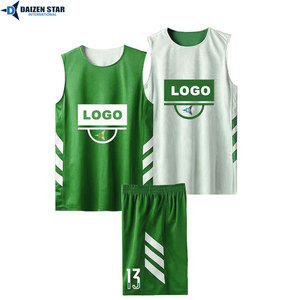 DAIZEN STAR Basketball Jersey Set Green White Sleeveless Mesh Sublimated Moisture Wicking Polyester Adult Unisex V-neck Regular - Product Image 3