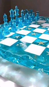 Resin <b>Chess</b> Board Custom Children High Quality Clear Pigmented Artistic Handmade <b>Chess</b> Pieces Modern Luxury Set - Product Image 2