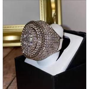 Luxury Men's RAHA EXPORT Gold Plated 925 Silver Cocktail <b>Ring</b> Brilliant Cut Zircon Pave Setting Geometric <b>Crown</b> Style Wedding - Product Image 3