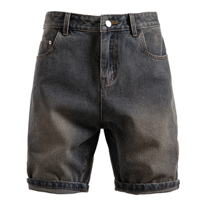 Mens <b>Muscle</b> Fit Breathable Knee-Length Jeans Shorts Tight Casual Denim Elastic Mid Waist Comfortable Fashion Look - Product Image 1