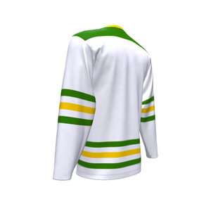 Maillot de hockey sur glace USA blanc, vert, jaune, col en V, manches longues, respirant, en polyester, vêtement d'équipe unisexe pour adulte, coupe classique - Product Image 2