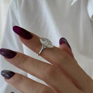 2.5 Carat Marquise Lab Grown Diamond Bezel Set <b>Split</b> Shank Solitaire <b>Ring</b> in White Gold , IGI Certified - Product Image 2