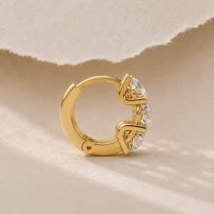 Small Hoop <b>Earrings</b> Sterling Silver 3.00 Ct Brilliant Cut Lab Diamond Huggie Trilogy Gold Plated DEF-VVS <b>Fine</b> Jewelry - Product Image 5
