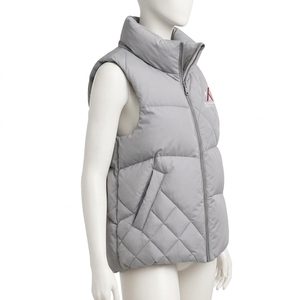 Gilet matelassé léger sans manches à col montant et fermeture éclair intégrale pour femme, en tricot, écologique, respirant, 100 % coton, chaud - Product Image 5