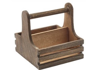 Organisateur de vaisselle en bois d'acacia, rectangulaire, à un seul niveau, style classique, sur pied, pour ateliers, avec poignée non pliable - Product Image 5