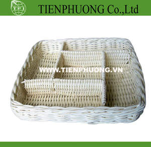 Bandeja Redonda de Mimbre Natural Hecha a Mano, Bandeja para Dulces para el Hogar, Cocina, Almacenamiento, Vacaciones, Cesta de Ratán Hecha en Vietnam - Product Image 5