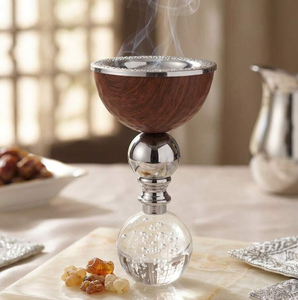 Brûleur d'encens à refoulement en métal nordique avec support, porte-encens d'aromathérapie pour la maison, diffuseur de parfum de luxe islamique - Product Image 4