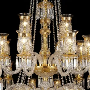 Lustre en cristal importé, 36 lumières, luxe, doré, pour hôtel, villa, maison, salon - Product Image 4