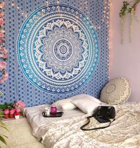 Tapiz de Algodón Bohemio con Estampado de Mandala, Tapiz de Pared con Degradado, Estilo Étnico, Tamaño Queen y Twin, por Proveedores Indios - Product Image 2