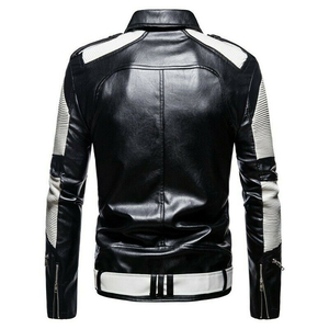 Men's <b>Punk</b> Style Leather Motorcycle <b>Jacket</b> with Rivet Decoration and Turtleneck Design - Product Image 6