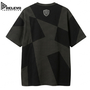 Men Premium Technical Asymmetric Multi-Panelled <b>Patchwork</b> Performance T-<b>Shirt</b> with Reflective Monogram Branding Customized - Product Image 3