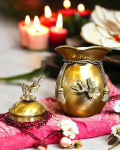 Handcrafted Brass Container Budget Friendly Stylish Storage <b>Jar</b> for Sugar Tea Coffee and Dining Table Use - Product Image 2