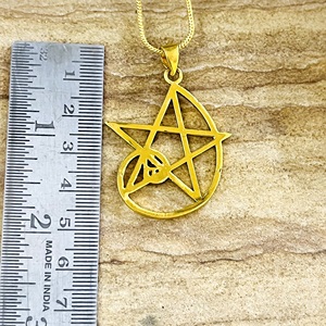 Collier en laiton plaqué or 18 carats pour femme, avec pendentif étoile gothique de haute qualité, breloque pentagramme et lune spirituelle, pour la vente en gros OEM ODM - Product Image 6
