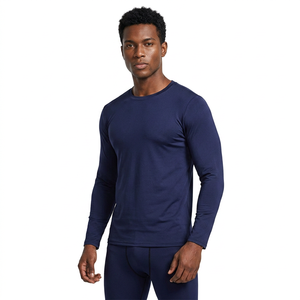 Men's Navy <b>Blue</b> Long Sleeve Compression <b>Base</b> <b>Layer</b> Set Quick Dry Activewear Full Coverage Sportswear Kit - Product Image 5