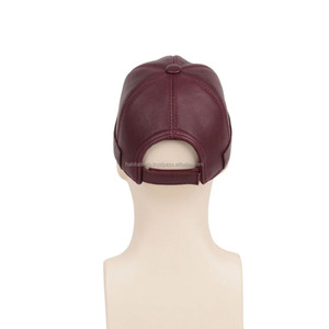 Chapeaux de Baseball personnalisés Bourgogne Réglable Pêcheur Bonnet Crâne Hommes Unisexe Bonnets En Cuir À La Main Casquette De Baseball - Product Image 4