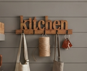Fine Quality Wooden Kitchen Shape Metal Wall <b>Hook</b> Rustic Style Perfect For Bathroom Coat And Towel Storage Solution - Product Image 6