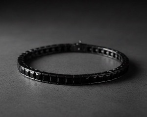 Bracelet tennis en moissanite noire, bracelet carré en moissanite noire, argent sterling 925, diamant personnalisé - Product Image 2