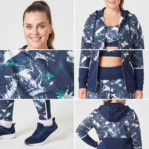 Customized Sublimation Printed Hooded Training Jacket <b>Women's</b> Sports Bra Leggings Three Piece Set <b>Compression</b> Yoga 3 Pcs Ladies - Product Image 5