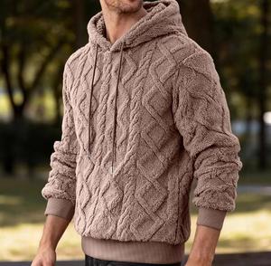 Unisex Hooded <b>Fleece</b> <b>Zipper</b>-Up Sweatshirt Solid Color Knitted Loose Fit Winter Casual Wear Windproof Anti-Pilling Acid Wash - Product Image 3