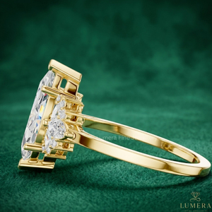 Bague de fiançailles de luxe en or rose plaqué avec diamant de laboratoire pour femme, bijou floral de mariage, cadeau de mariée - Product Image 2