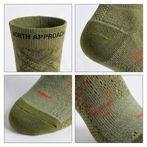 North Approach Crew <b>Socks</b> Geometric Pattern Olive Green <b>Breathable</b> Hiking <b>Socks</b> for Adults Spring Season - Product Image 4