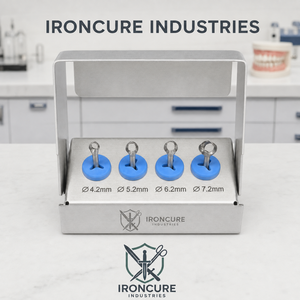 Kit de 4 Piezas para Implantes Dentales, Punzón Rotatorio de Tejido de 4.2mm, 5.2mm, 6.2mm, 7.2mm, Estuche Metálico para Instrumentos, IRONCURE INDUSTRIES Clase II - Product Image 3