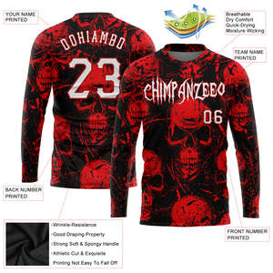 Custom Skull Long Sleeve Performance Jersey Personalized Team Name Number <b>Athletic</b> Training Shirt OEM Men's Shirts Supplier - Product Image 2