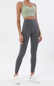 Women's 2 Piece Yoga Set Crew Neck Spaghetti Strap <b>Crop</b> Top Mid Waist Full Length <b>Leggings</b> Solid Blue Breathable Polyester - Product Image 2
