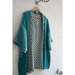 Robe kimono en soie pour femmes, style bohème, faite à la main, longue, imprimée, sexy, robe de mariée, vêtements de nuit, tenue de détente luxueuse et douce - Product Image 3