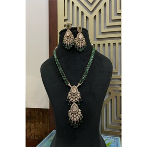 <b>Beautiful</b> High Quality Moissanite Design Gold Plated Brass Polki Necklace Set <b>Earrings</b> for Women Designer Jewelry Wedding Gift - Product Image 1