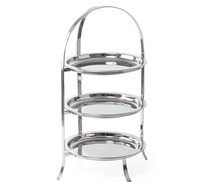 Support à gâteau en métal à 3 niveaux, nickelé, fait main, écologique, qualité alimentaire, sac OPP, plateau à cupcakes classique et élégant