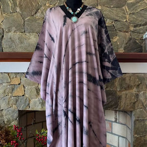 Robe maxi kaftan en rayonne teinte à la main, style shibori, grande taille, coupe ample, tenue bohème décontractée - Product Image 1