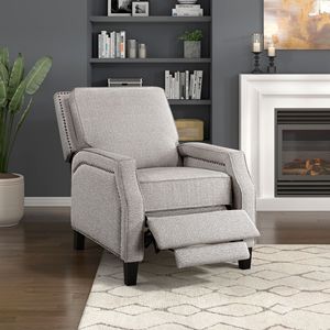 Poltrona Reclinabile in Tessuto Chenille Stile Transizionale con Cuscino Singolo, Moderna per Soggiorno, Recliner Push-Back - Product Image 1
