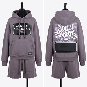 Conjunto de Sudadera con Capucha y Pantalones Cortos de Felpa de Algodón y Poliéster Premium para Mujer, Sensación Suave, Impresión de Pantalla, Logotipo Personalizado, Ropa Urbana - Product Image 1