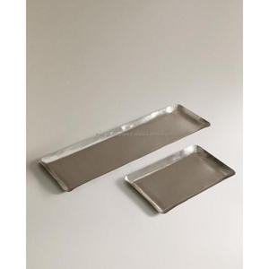 Ensemble de plateaux de service polis miroir, finition argentée, plateau décoratif en laiton avec 3 bols sur piédestal, ensembles cadeaux, décoration de table - Product Image 5