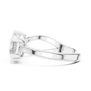 Toi Et Moi 18K Solid Gold <b>Twin</b> Princess Cut Lab grown Diamond Unisex Engagement Ring E Color Four Prong Bypass Band - Product Image 4