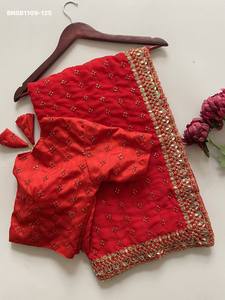 Bollywood Design Heavy Faux Georgette with Embroidery CPallu-Zari Work & Diamond-Mirror Border <b>Saree</b>-<b>Blouse</b> Set Wholesale Supply - Product Image 5