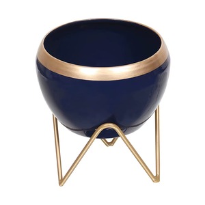 Brushed Metal Flower <b>Pot</b> with Smooth Finish for Minimalist Interiors Metallic Finish Planter <b>Pot</b> with Elegant Stand - Product Image 1