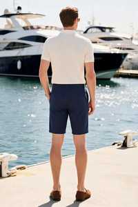 Polo à manches courtes blanc uni pour homme, col boutonné décontracté - Product Image 2