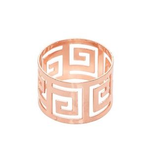 Hollow Brass Napkin Ring Classic Geometric Design 5 Cm Width <b>Table</b> Decoration - Product Image 3