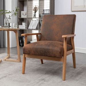 Fauteuil classique de style Mid-Century Modern, 25,38 pouces de large, marron clair, pour salon - Product Image 5