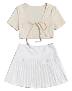 <b>Women's</b> Solid Black Pleated Athletic Skirt with Built-In <b>Shorts</b> and Pocket Stretchy Non-See-Through Fabric Running Swimming BD - Product Image 1