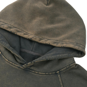 เสื้อฮู้ดดี้ทรงบ็อกซี่ 340gsm สไตล์เรโทร ลุคย้อนยุค ซักฟอก ลุคดิสเทรส  คุณภาพสูง สวมใส่สบาย ทรงหลวม  สำหรับผู้ชาย  โลโก้แบบกำหนดเองได้  แบบยูนิเซ็กส์ - Product Image 4