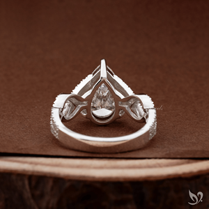 3CT Pear Shape Lab Diamond <b>Ring</b> IGI Certified Twisted <b>Split</b> Pave Engagement <b>Ring</b> in 10K White Gold - Product Image 3