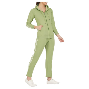 Ensemble de survêtement 2 pièces pour femme de haute qualité, vert, avec sweat à capuche zippé et pantalon de jogging long, tenue de sport pour la gym, ODM OEM - Product Image 5